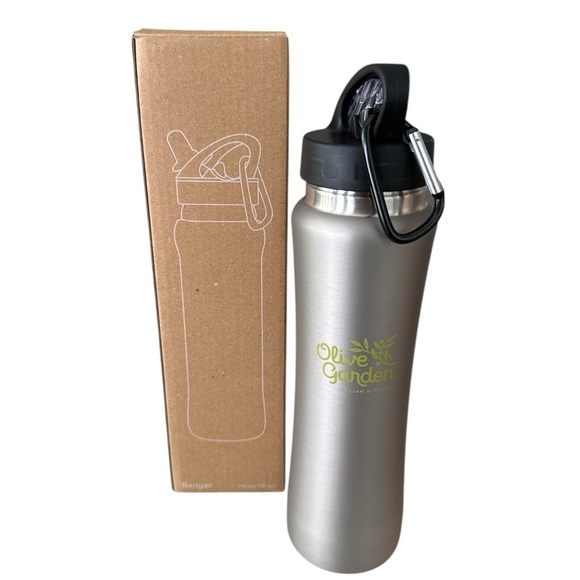 Olive Garden Flip Straw Top Stainless Steel Lightweight Water Bottle New In Box - Picture 1 of 7